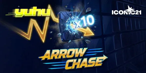 Tampilan visual dinamis dari permainan Arrow Chase dengan grid pengali yang menarik.